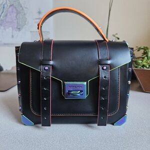 Michael Kors Manhattan Bag Purse Medium - Black and Orange Women's Purse Bag